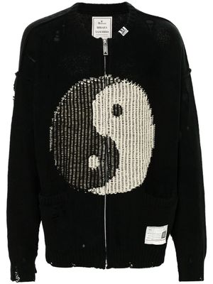 Maison MIHARA YASUHIRO Yin-Yang-jacquard cotton cardigan - Black