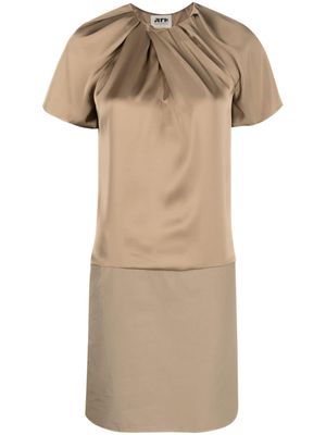 Maison Rabih Kayrouz gathered short-sleeve dress - Brown