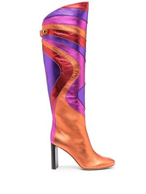 Maison Skorpios Aurora wave-pattern metallic boots - Orange