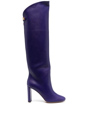Maison Skorpios knee-length leather boots - Purple
