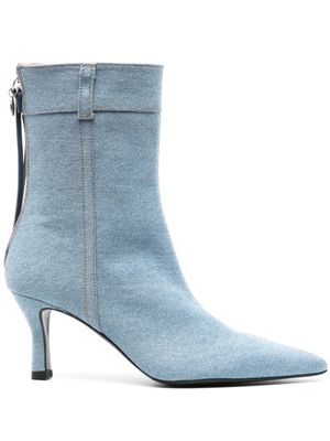 Maje 75mm pointed-toe denim ankle boots - Blue