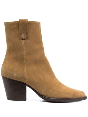 Maje 75mm suede ankle boots - Neutrals