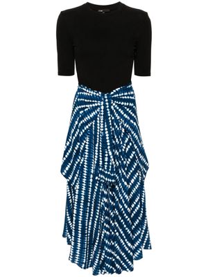 Maje abstract-pattern self-tie mid dress - Blue