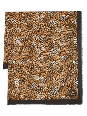 Maje all-over leopard-print scarf - Orange