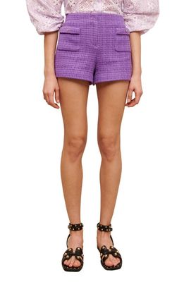 maje Apraia Tweed Shorts in Purple