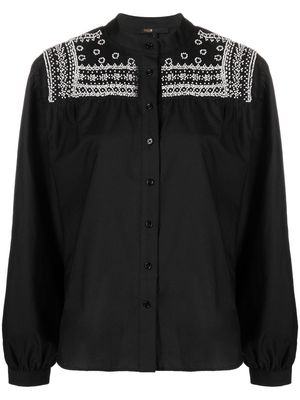 Maje bead-embellished collarless shirt - Black