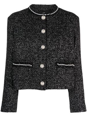 Maje bead-embellished tweed jacket - Black