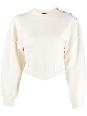 Maje boned-bodice knitted jumper - White