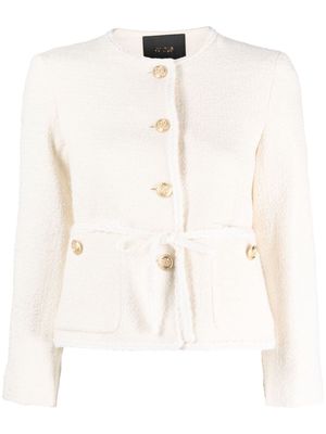 Maje braided-trim tweed jacket - White