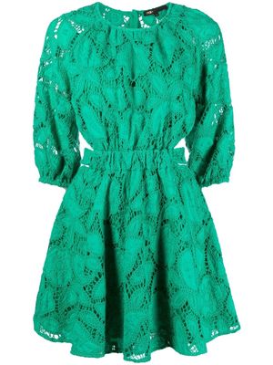 Maje broderie anglaise cotton mini dress - Green