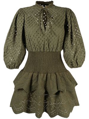 Maje broderie-anglaise tiered mini dress - Green
