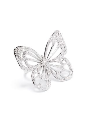 Maje butterfly-shape crystal-embellished ring - Silver
