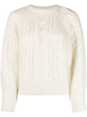 Maje cable and ribbed-knit jumper - White