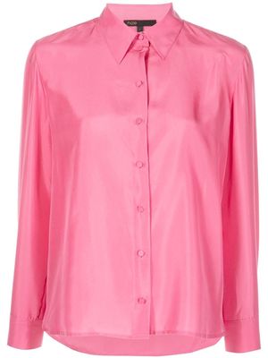 Maje Cecilou crop-sleeve silk shirt - Pink