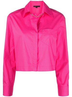 Maje Celi cropped long-sleeve shirt - Pink