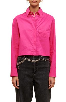maje Celi Poplin Shirt with Collar Chain in Pink