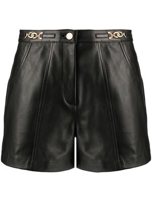 Maje chain-detail leather short shorts - Black