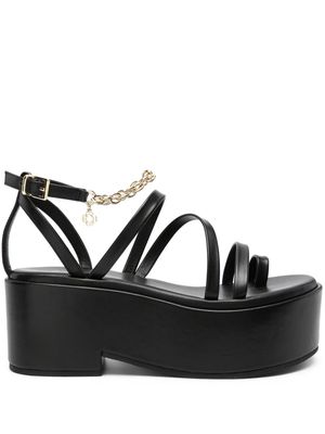 Maje chain-embellished platform sandals - Black