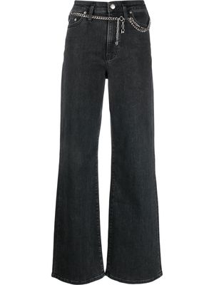Maje chain-link belt detail wide leg jeans - Black