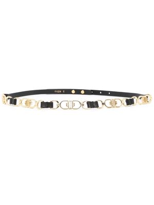Maje chain thin leather belt - Black