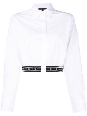 Maje Cilas logo-trim cropped tailored shirt - White