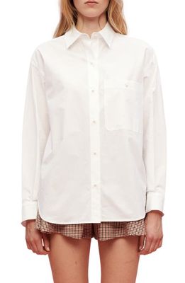 maje Cipuna Long Sleeve Cotton Blouse in White