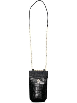 Maje Clover croc embossed phone pouch - Black