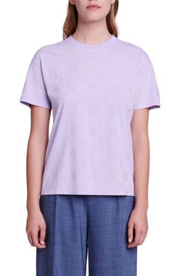 maje Clover Stud Cotton Crewneck T-Shirt in Parma Violet