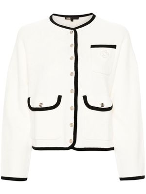 Maje contrasting-trim round-neck cardigan - White