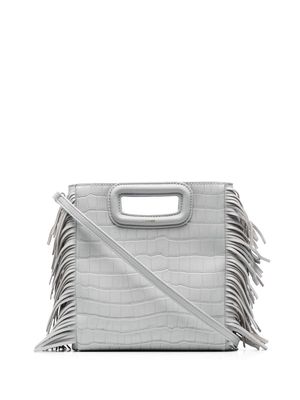 Maje croc-effect M fringed bag - Grey