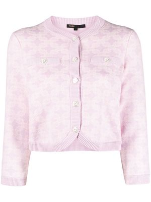Maje cropped jacquard-knit cardigan - Pink