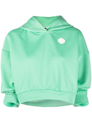 Maje cropped logo-patch hoodie - Green