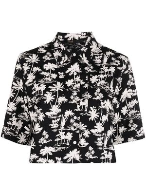 Maje cropped palm tree-print shirt - Black