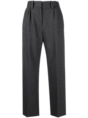 Maje cropped wool-blend trousers - Grey