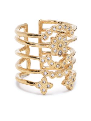 Maje crystal-embellished multiple band ring - Gold