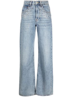 Maje crystal-embellished wide-leg jeans - Blue