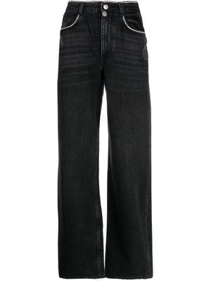Maje crystal-trimmed high-rise jeans - Black