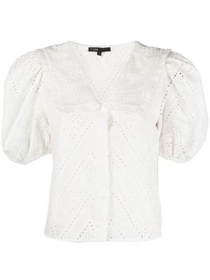 Maje cut-out puff-sleeve blouse - White