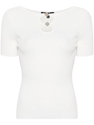 Maje cut-out ribbed top - White