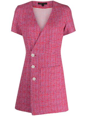 Maje cutout bouclé wrap minidress - Pink
