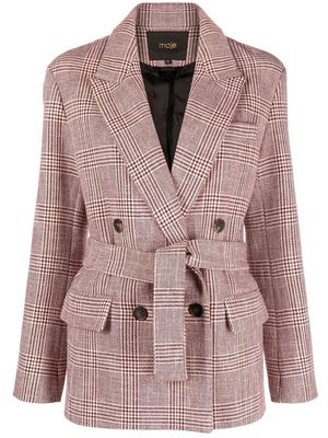 Maje double-breasted belted blazer - Red