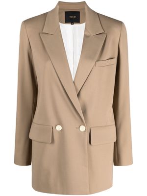Maje double-breasted wool-blend blazer - Neutrals
