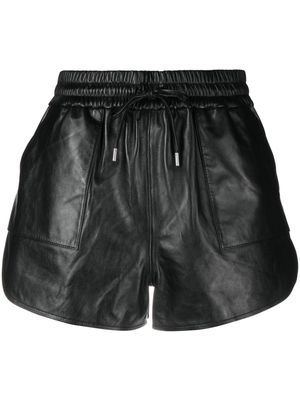 Maje drawstring leather mini shorts - Black