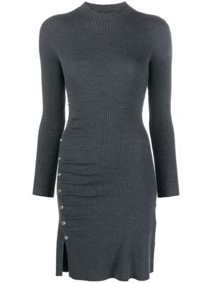 Maje embellished ribbed-knit minidress - Grey