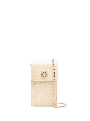 Maje embossed-crocodile leather phone pouch - Neutrals