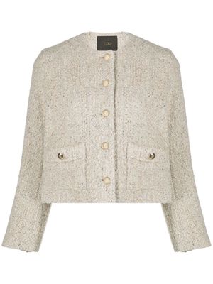 Maje embossed gold-tone buttons tweed jacket - Neutrals