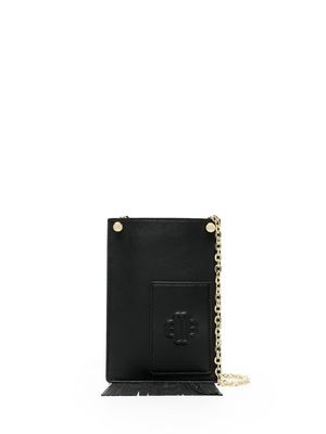 Maje embossed-logo leather phone bag - Black