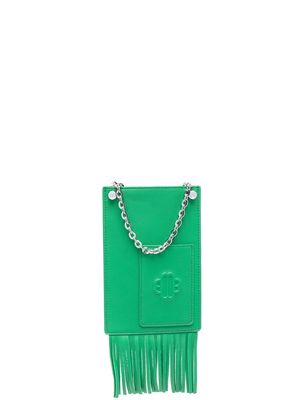 Maje embossed-logo leather phone bag - Green