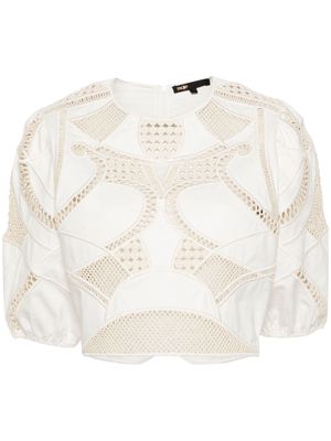 Maje embroidered cropped top - White