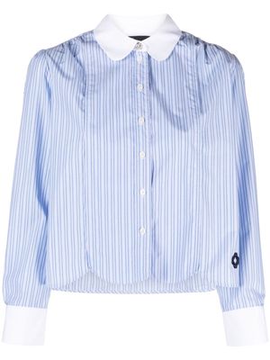Maje embroidered-logo cotton shirt - Blue
